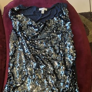 Dress Barn Blue Sequin Tank Top. 2X